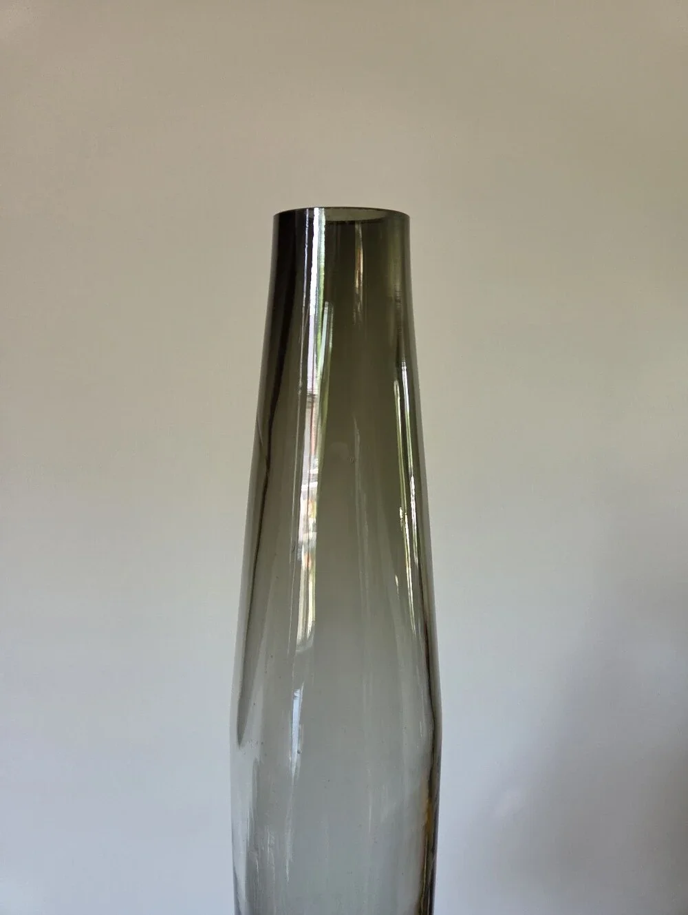 Mid-Century Modern Tall Bud Vase Smoke Grey Glass Scandinavian Style Minimalist